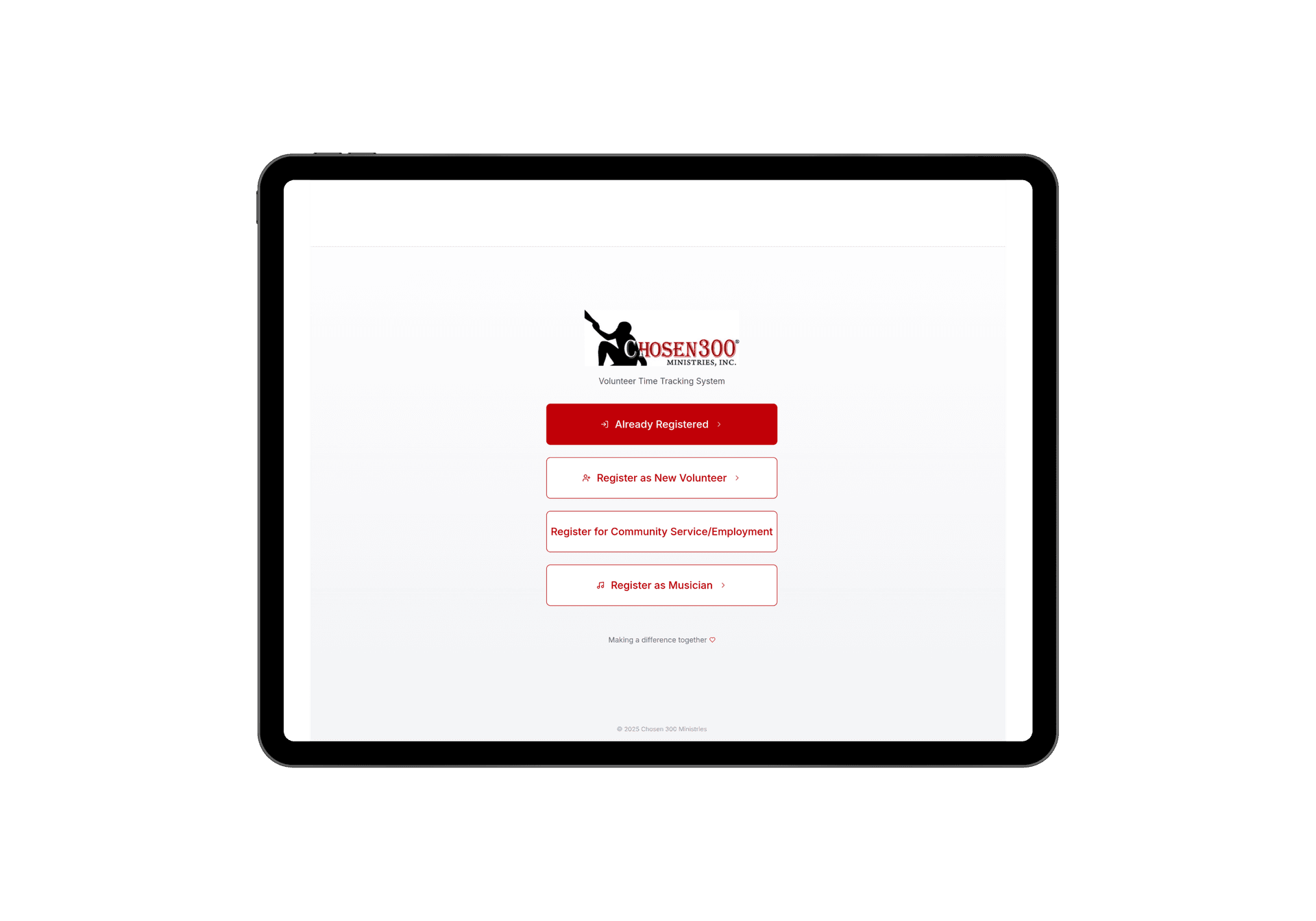 Chosen 300 Volunteer Dashboard